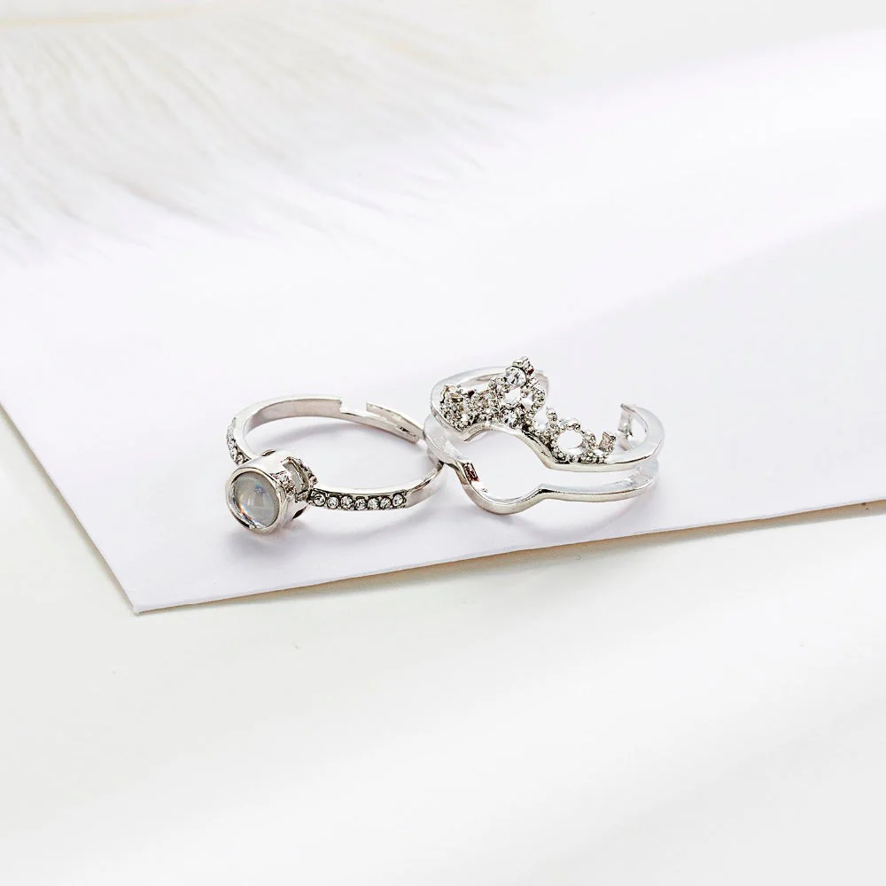 100 Languages I Love You Projection Crown Couple Ring - Image 4