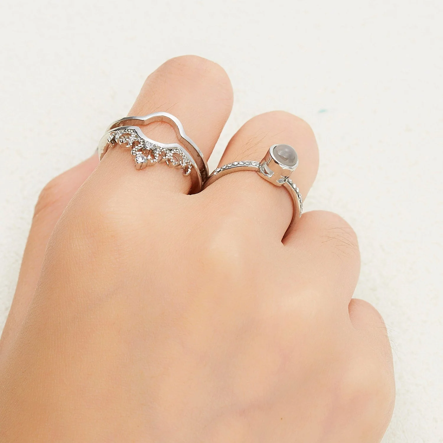 100 Languages I Love You Projection Crown Couple Ring - Image 7
