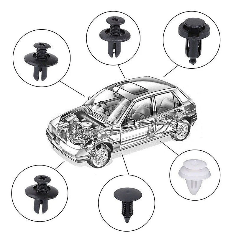 100pcs Auto Fastener Pin Rivet Bumper Car Clip Kit - Image 6