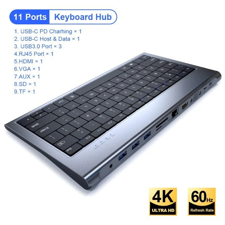 10in1 Keyboard Multi USB Docking Station - Image 7