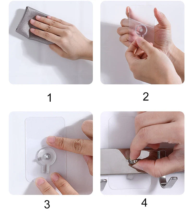 10pcs Heavy Duty Punch-Free Transparent Sticky Hanger - Image 20