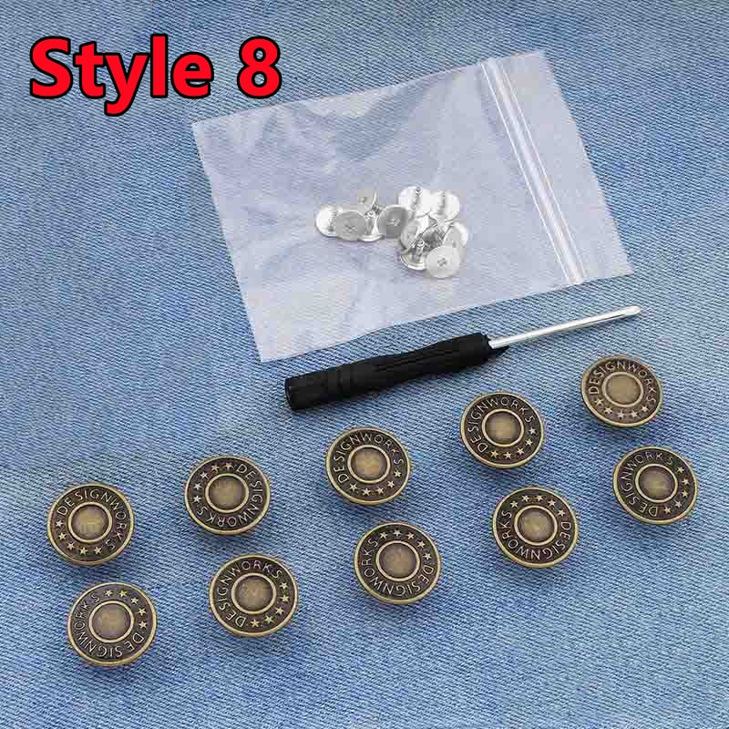 10Pcs Snap-On Seamless Metal Button Set - Image 16