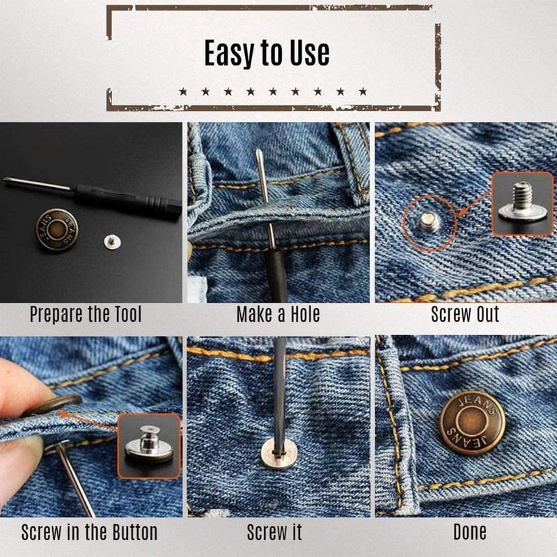 10Pcs Snap-On Seamless Metal Button Set - Image 6