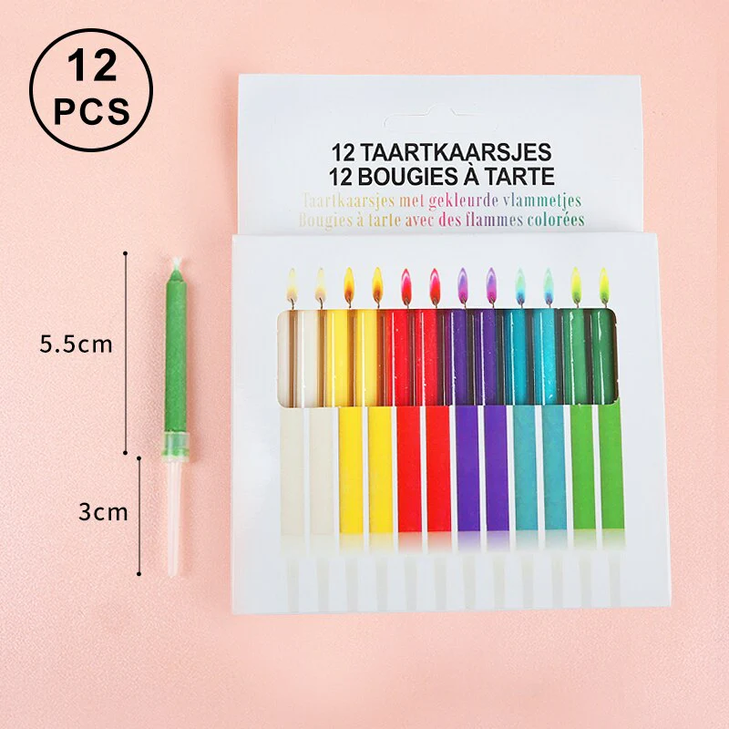 12Pcs Colorful Flame Birthday Candles - Image 2