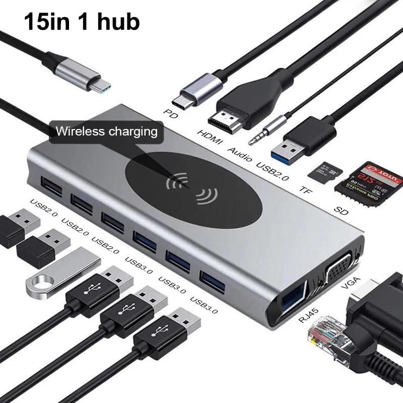 15in1 USB-C Wireless Charging Docking Station - Image 5