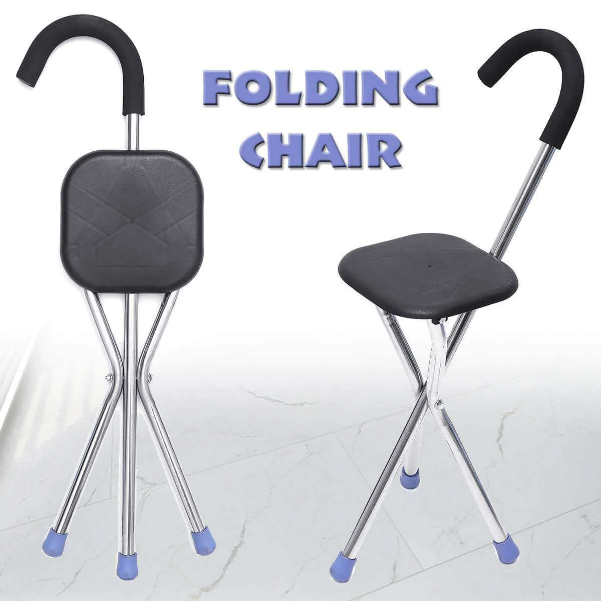 2 In 1 Portable Lightweight Walking Stick With Chair - Image 2