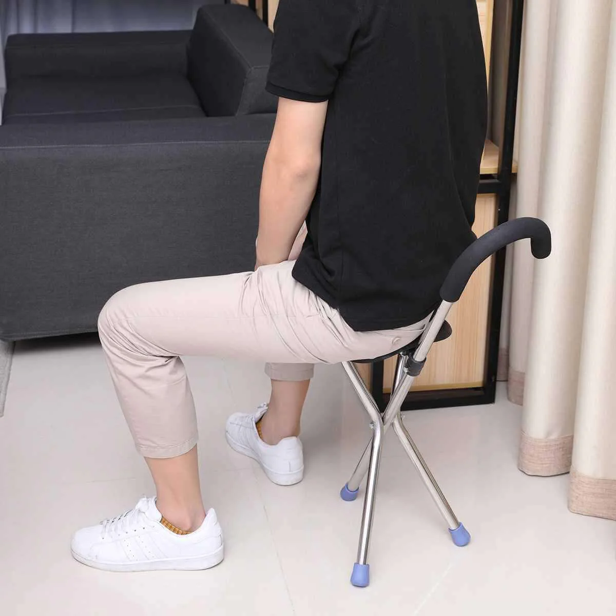 2 In 1 Portable Lightweight Walking Stick With Chair - Image 4