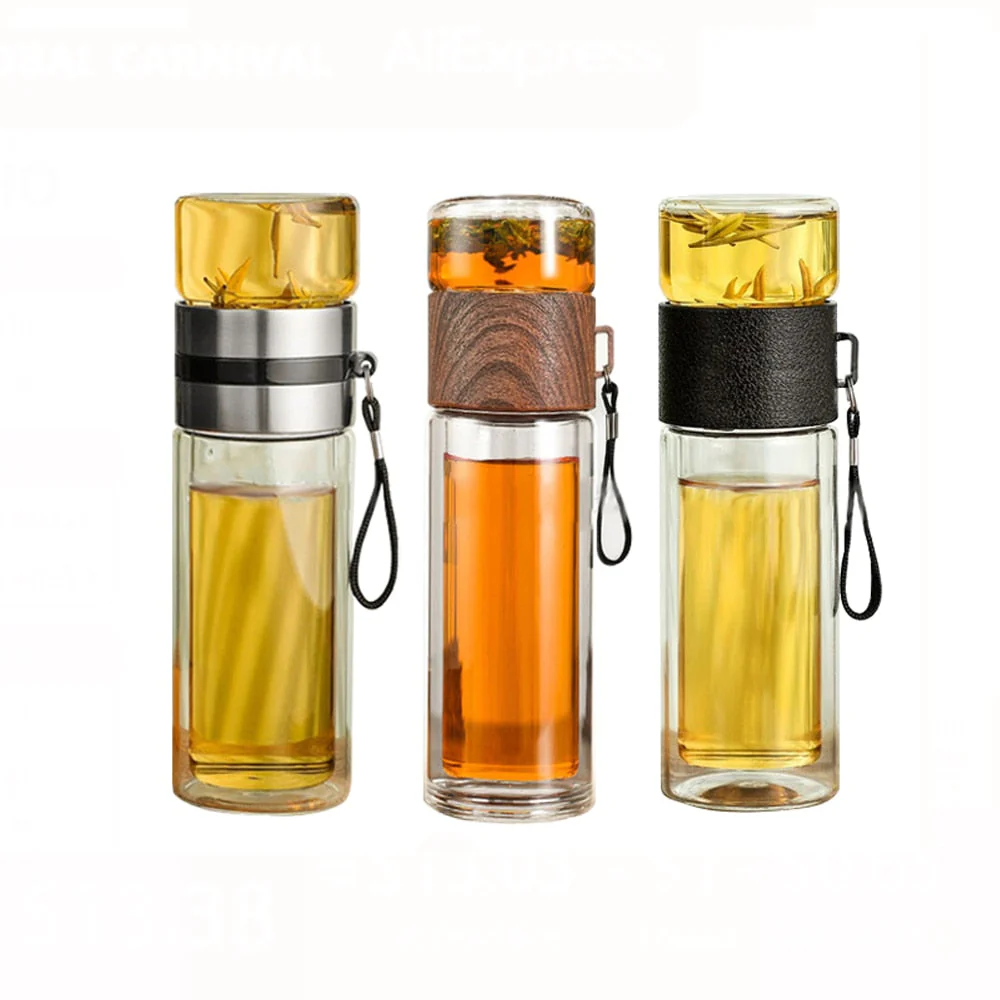 2in1 Double Wall Thermal Smart Tea Glass Bottle - Image 8