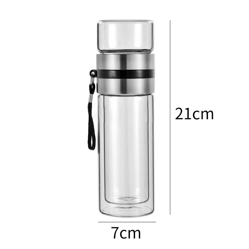 2in1 Double Wall Thermal Smart Tea Glass Bottle - Image 9