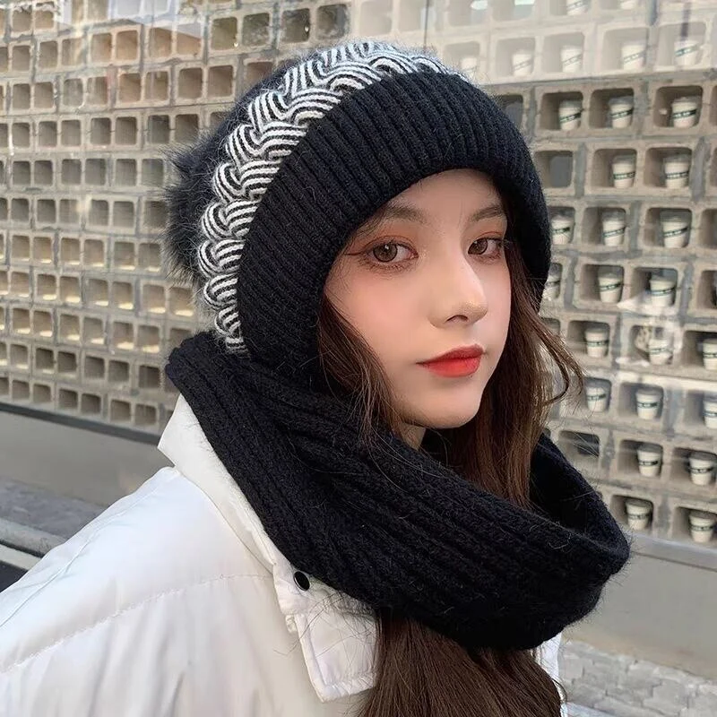 2in1 Wool Winter Scarf Hat - Image 10