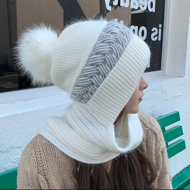 2in1 Wool Winter Scarf Hat - Image 11