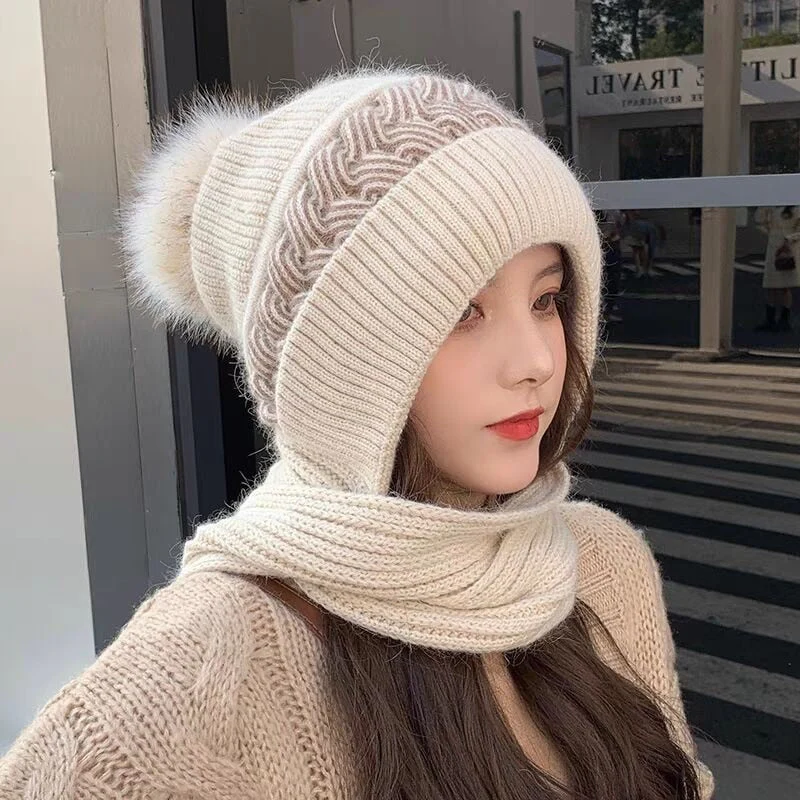 2in1 Wool Winter Scarf Hat - Image 3