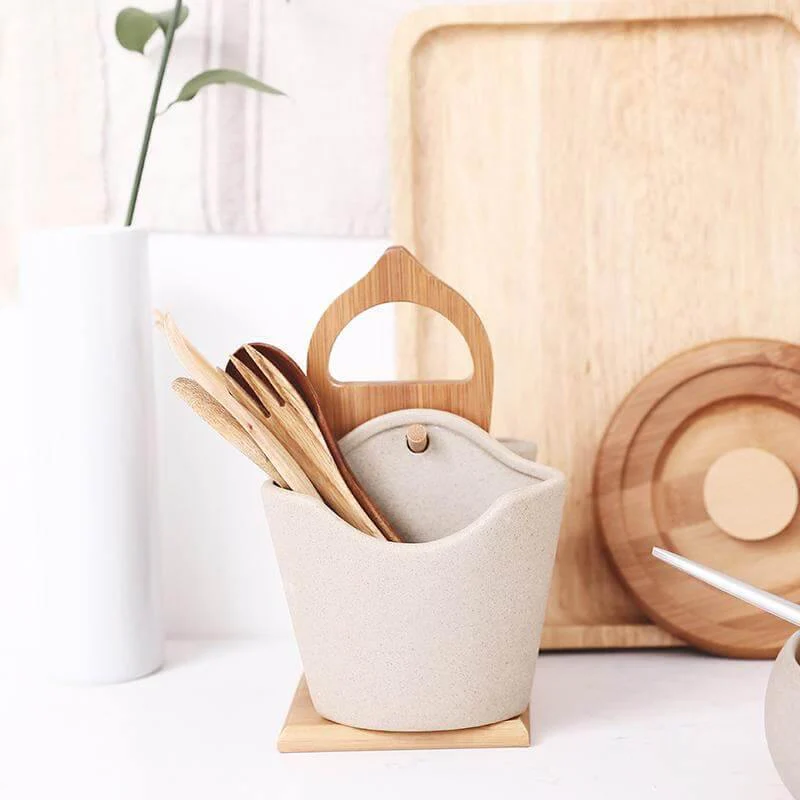 2pcs Japan Style Ceramic Silverware Container - Image 2