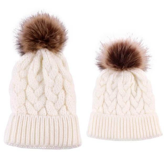 2Pcs Mom and Baby Warm Comfy Knit Hats - Image 3