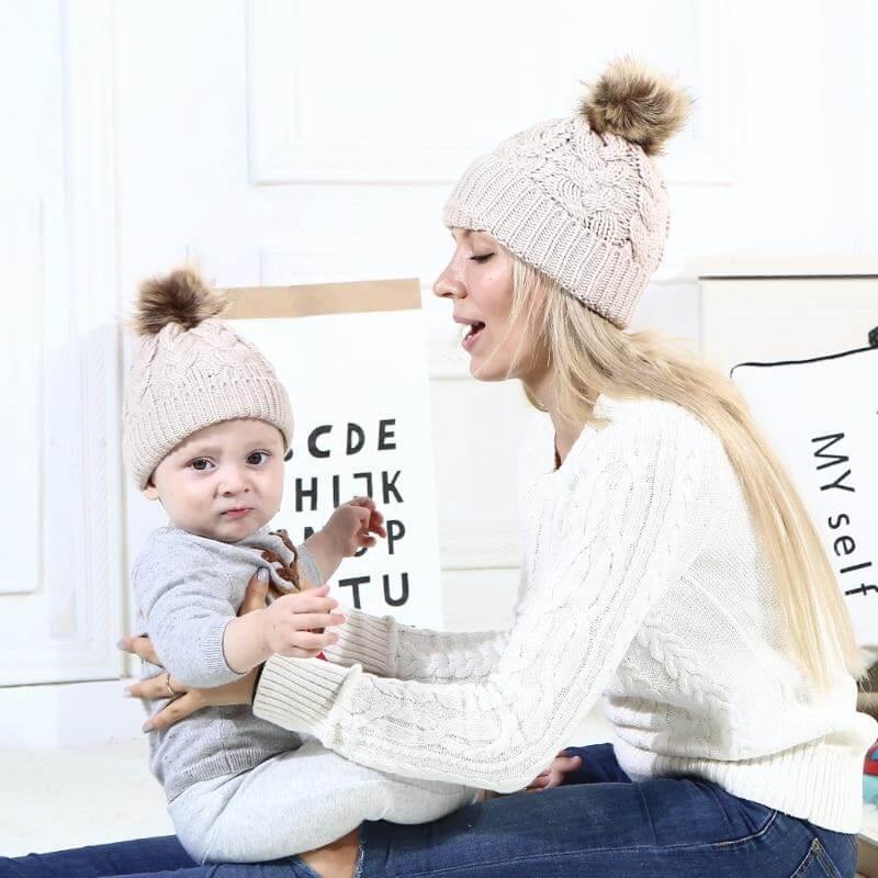 2Pcs Mom and Baby Warm Comfy Knit Hats - Image 8