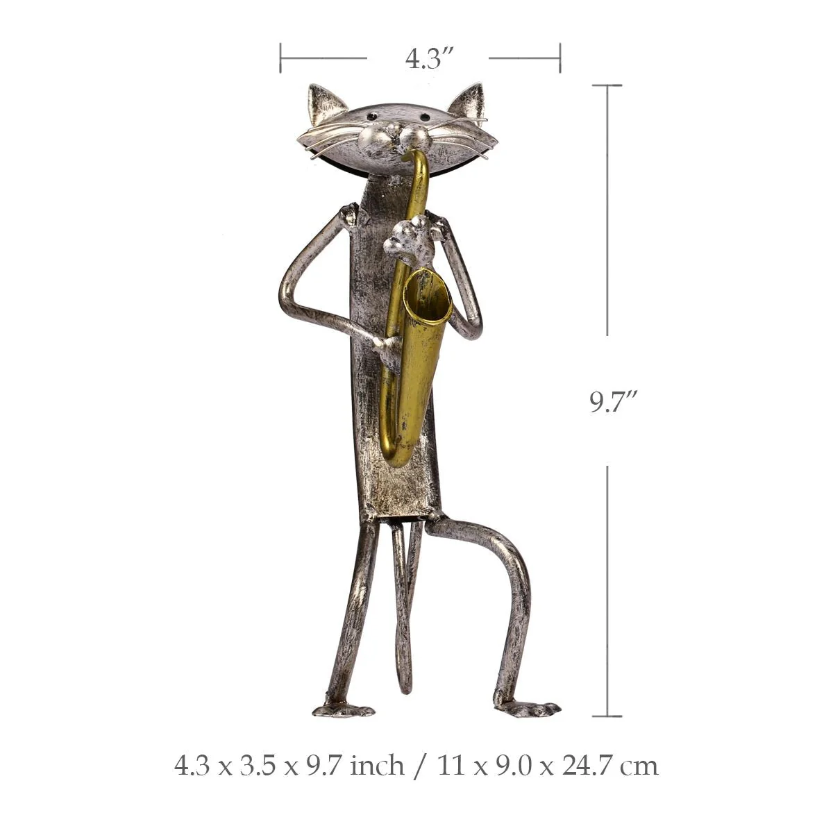 3 Mini Musician Cats Modern Sculpture - Image 12