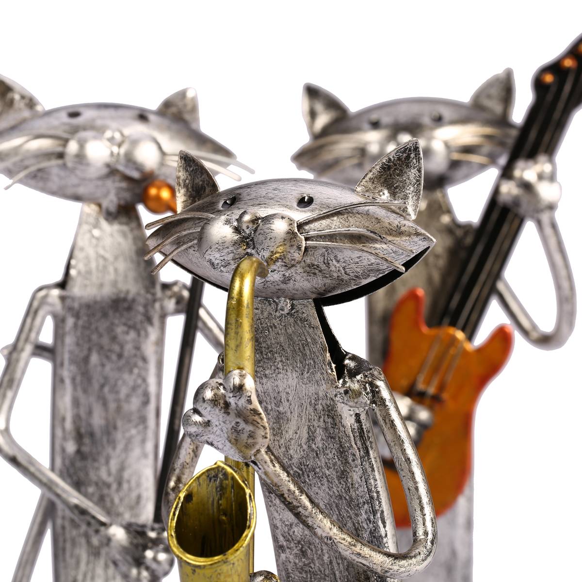 3 Mini Musician Cats Modern Sculpture - Image 2