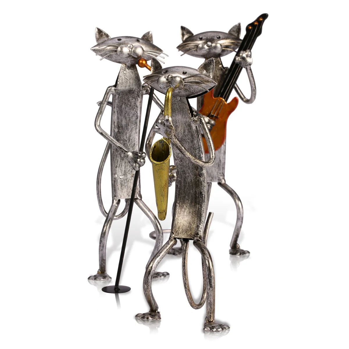 3 Mini Musician Cats Modern Sculpture - Image 5