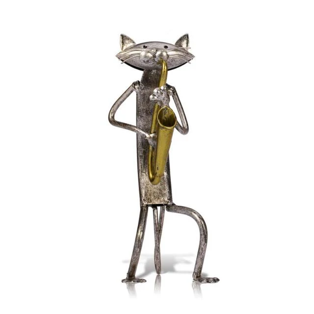 3 Mini Musician Cats Modern Sculpture - Image 6