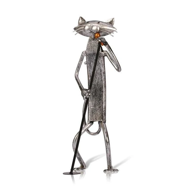 3 Mini Musician Cats Modern Sculpture - Image 7