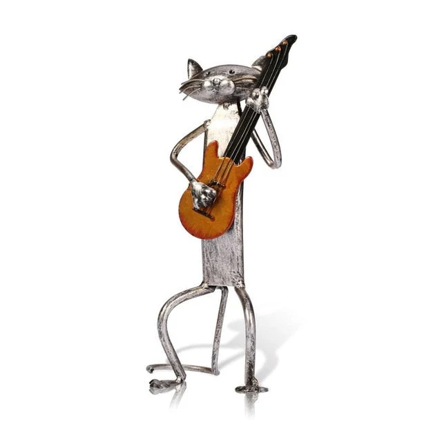 3 Mini Musician Cats Modern Sculpture - Image 8