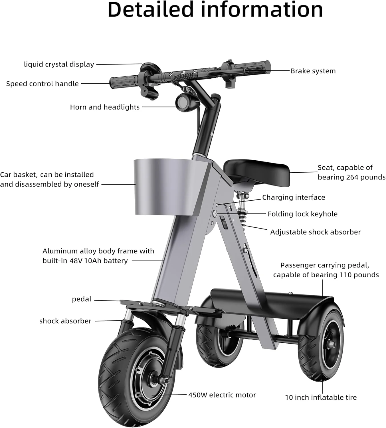 3-Wheel Balanced Foldable Electric Scooter - Image 3