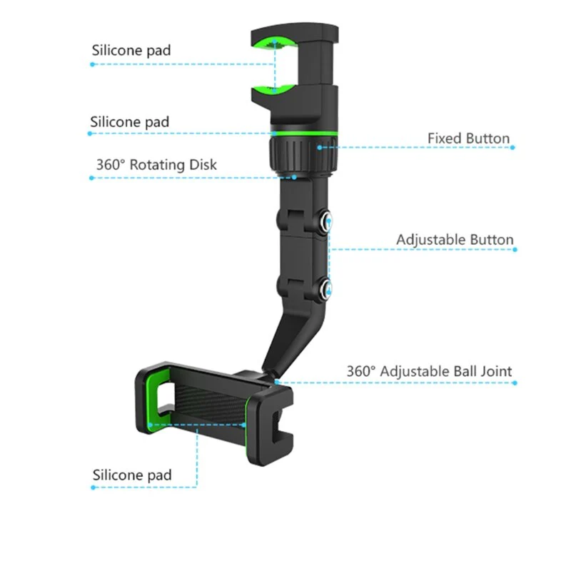 360 Rotatable Rear-View Mirror Phone Holder - Image 3
