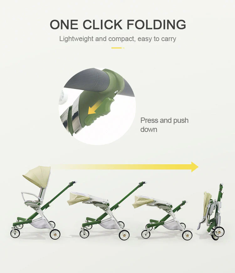 360 Rotating Folding Easy Travel Folding Baby Stroller - Image 2