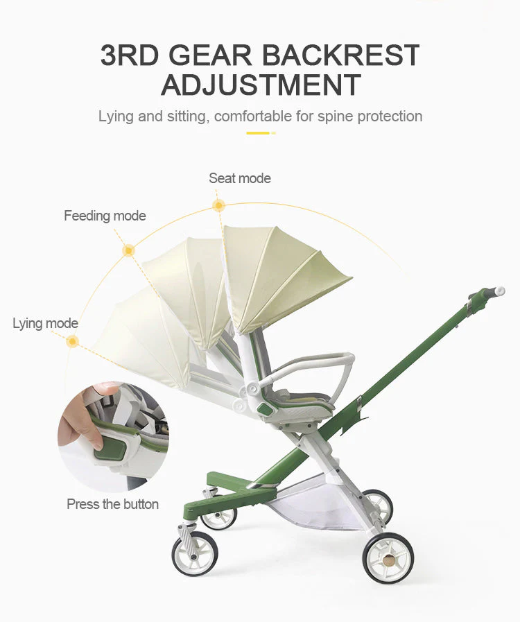 360 Rotating Folding Easy Travel Folding Baby Stroller - Image 3