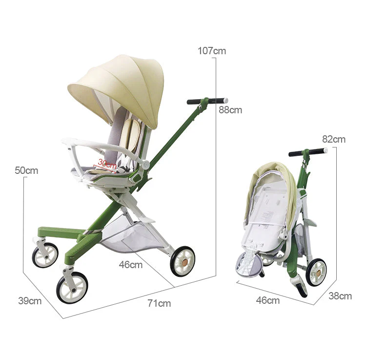 360 Rotating Folding Easy Travel Folding Baby Stroller - Image 5