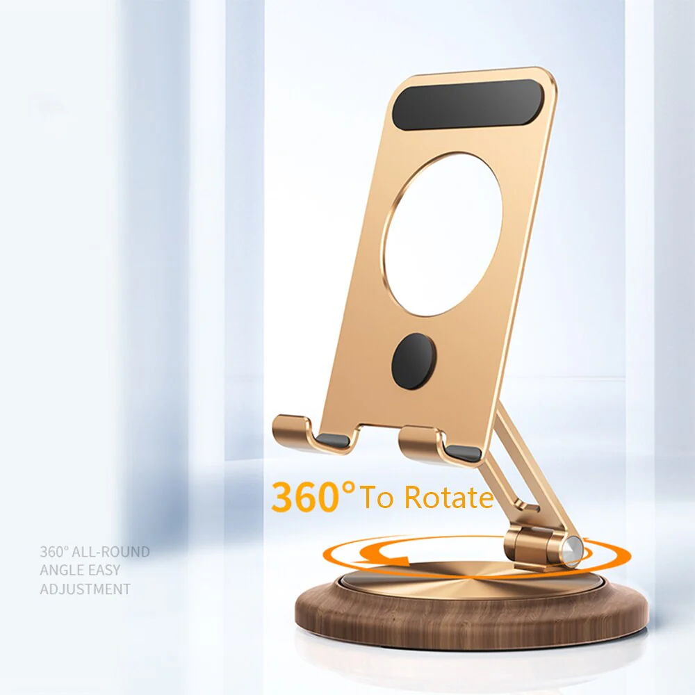 360 Rotating Wooden Foldable Universal Phone Holder - Image 5