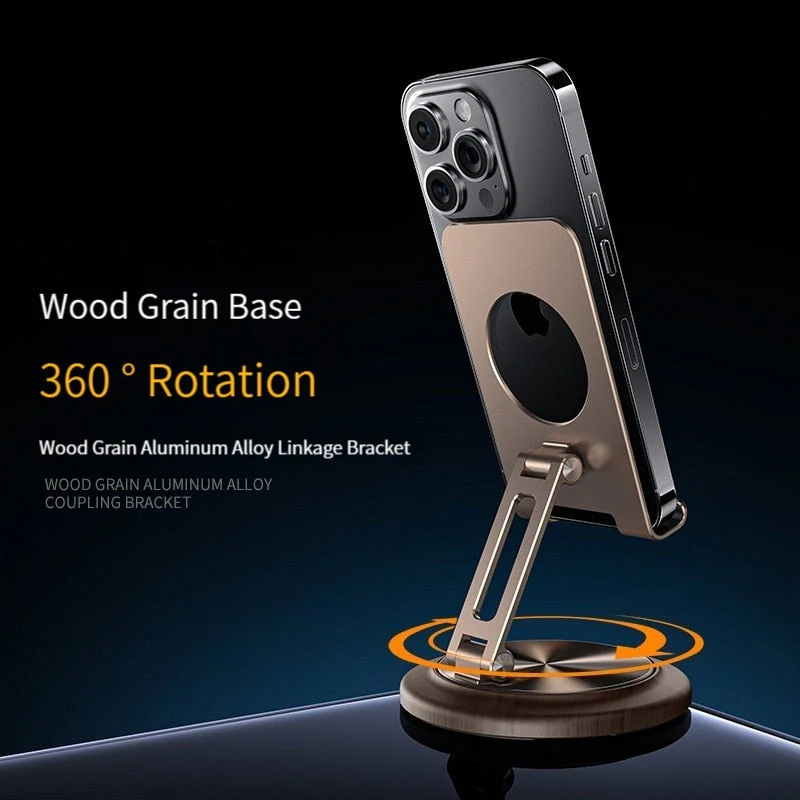 360 Rotating Wooden Foldable Universal Phone Holder - Image 6