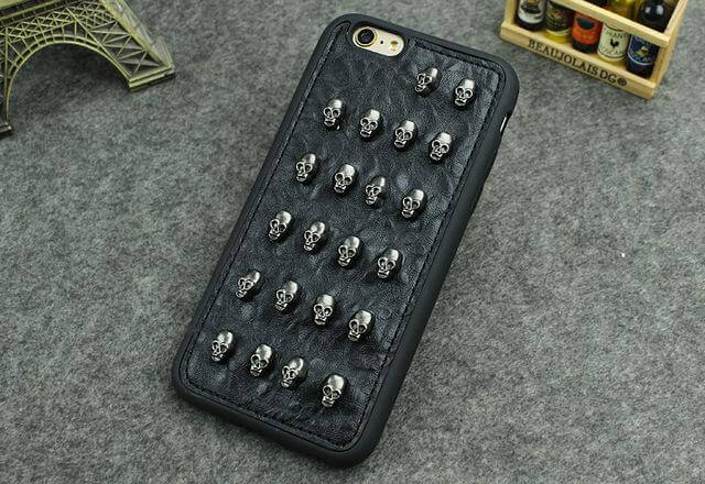3D Cool Studs Rivet Punk Skull Design Silicone Case For iPhone Models - Image 5