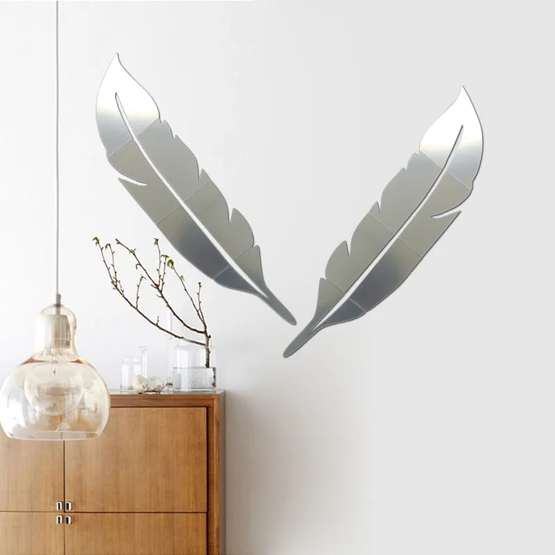 3D Feather Art Mirror Wall Sticker - Image 3