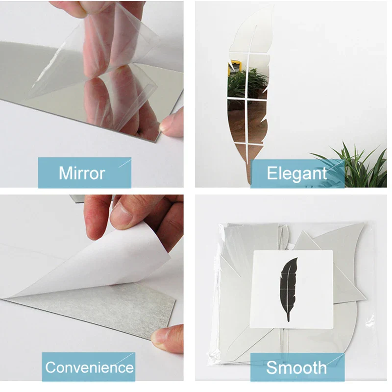 3D Feather Art Mirror Wall Sticker - Image 5