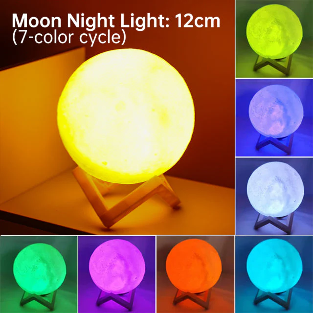 3D Light Touch Switch Rechargeable Moon Night Lamp - Image 11
