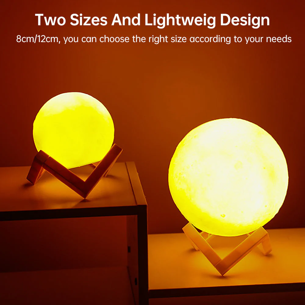 3D Light Touch Switch Rechargeable Moon Night Lamp - Image 4