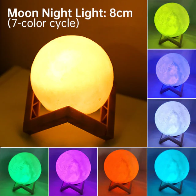 3D Light Touch Switch Rechargeable Moon Night Lamp - Image 6