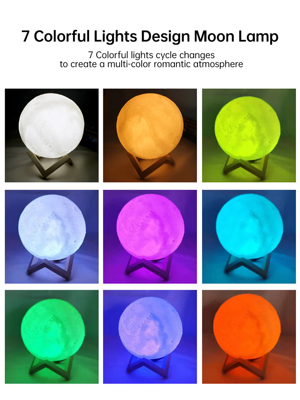 3D Light Touch Switch Rechargeable Moon Night Lamp - Image 8