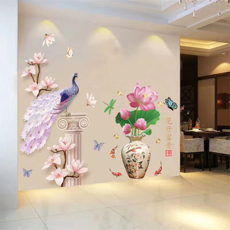 3D Peacock Flower Style Wall Sticker - Image 10