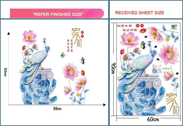 3D Peacock Flower Style Wall Sticker - Image 15