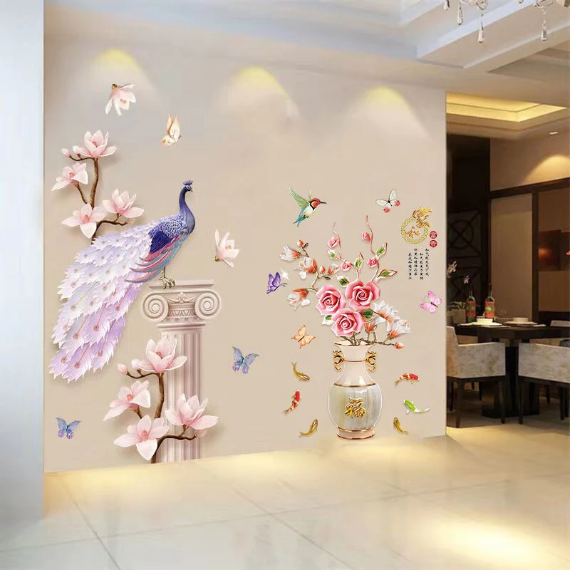 3D Peacock Flower Style Wall Sticker - Image 4