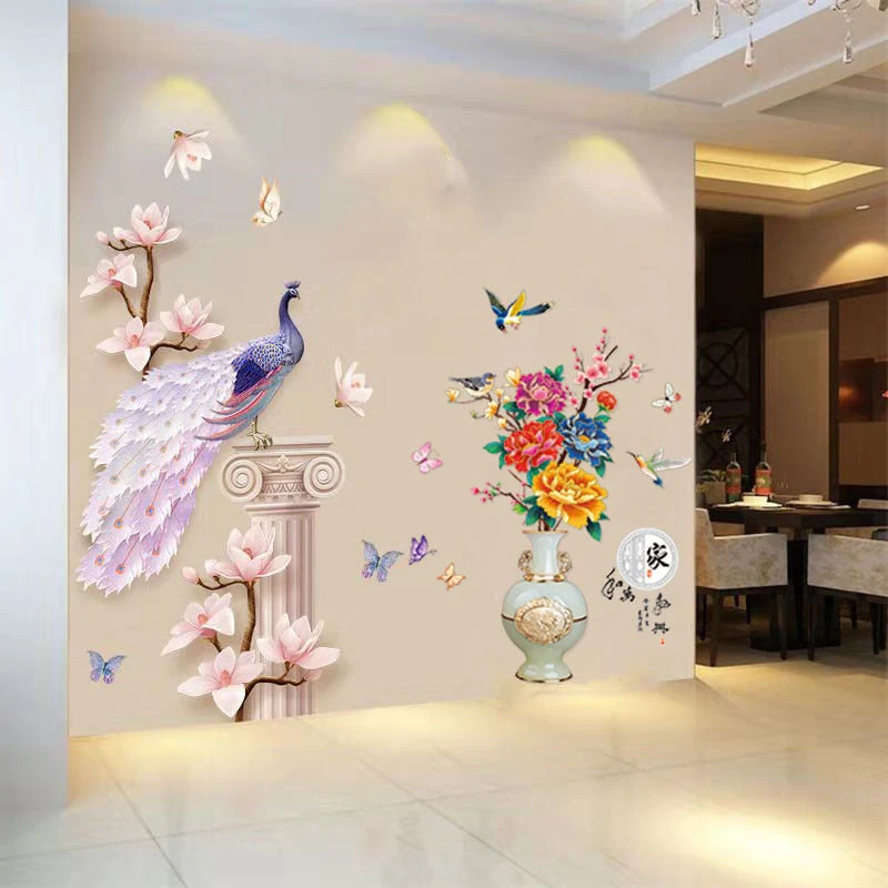 3D Peacock Flower Style Wall Sticker - Image 5