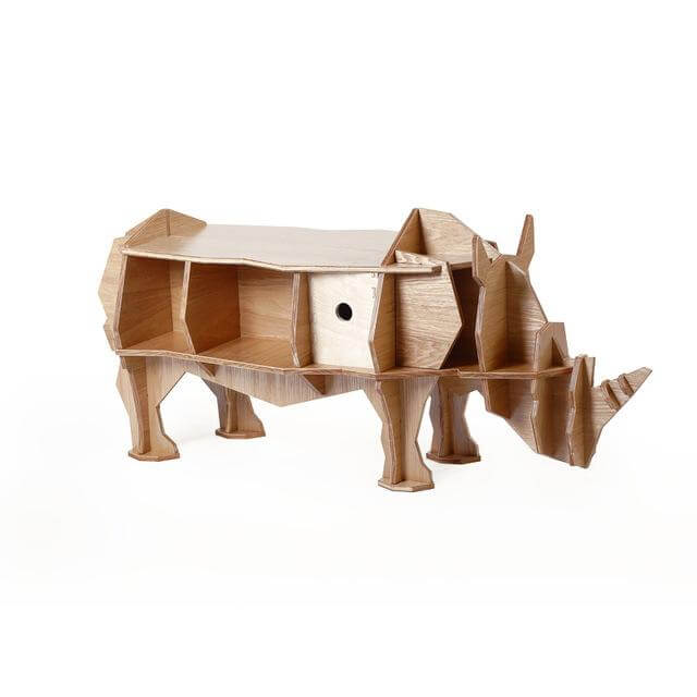3D self-build puzzle rhino coffee table with organizer - Image 3