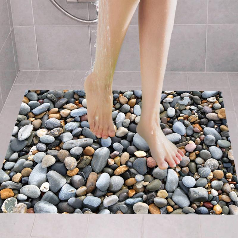 3D Stone Surface Bathroom Floor Stickers - Image 2