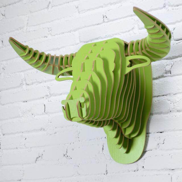 3D Wood Bull Heads Home Decoration - Image 3