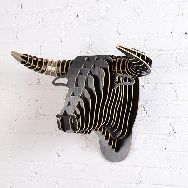 3D Wood Bull Heads Home Decoration - Image 8