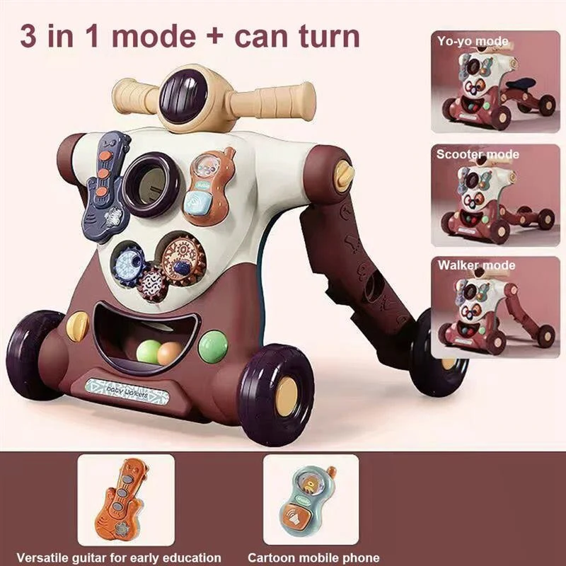 3in1 Anti-Rollover Baby Learning Walker Trolley - Image 2