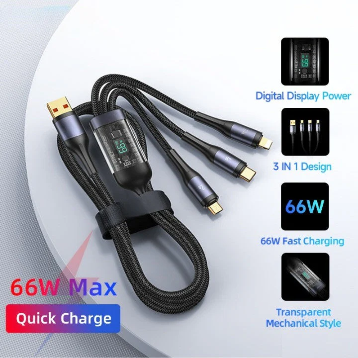 3in1 Digital Display Quick Charging Universal Charging Cable - Image 5