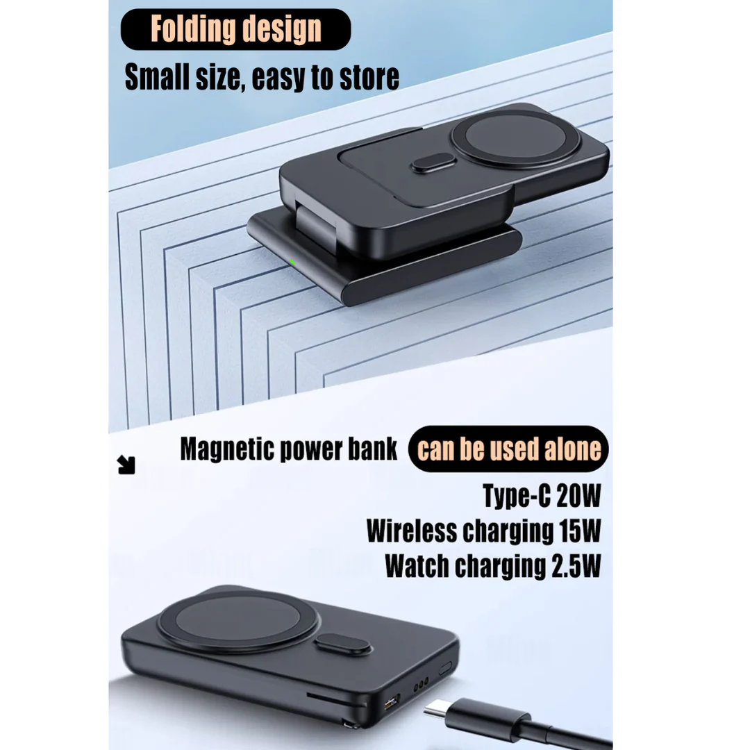 3in1 Magnetic Fast Charging Magsafe Power Bank Station - Image 3
